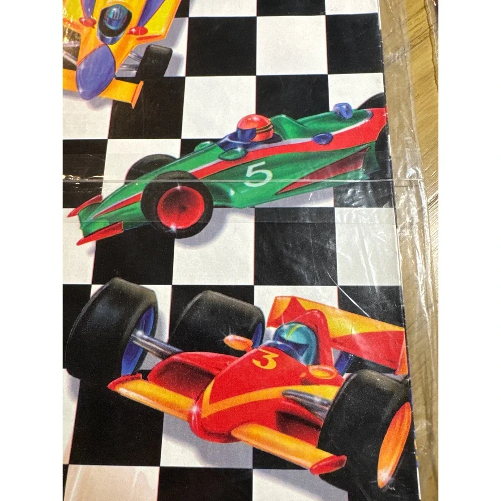 Vintage American Greetings Race Car Gift Wrap 2 Packs Checkered Flag FW-4187P